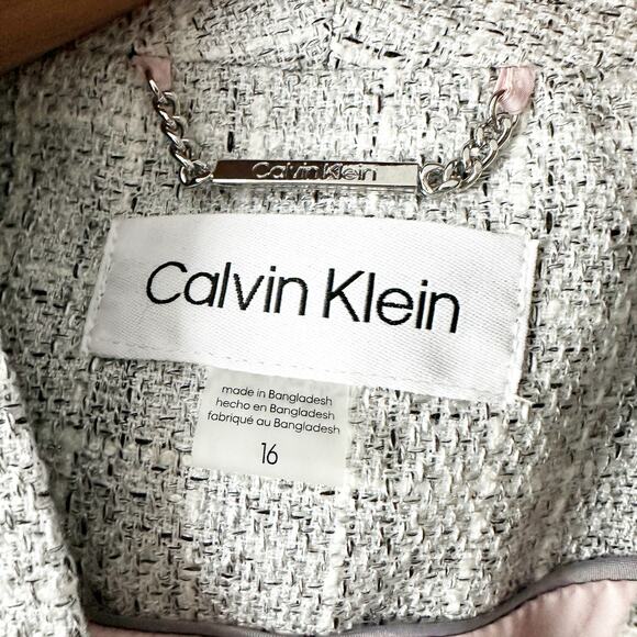 Calvin Klein Checker-Print Collarless Longline Mid Length Blazer Women’s Size 16 - Picture 5 of 15